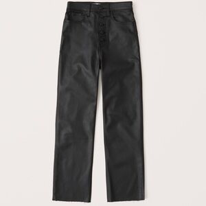 Abercrombie Ankle Straight Ultra High Rise Black Coated Jeans
